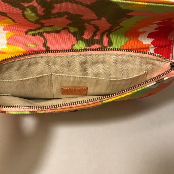J. Crew Floral Cotton/Leather Handbag Pink/Orange - Picture 4 of 6